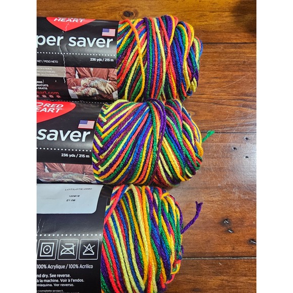 Red Heart Super Saver Yarn Mexicana Color 3 Skeins Acrylic Crochet Craft - Picture 5 of 5